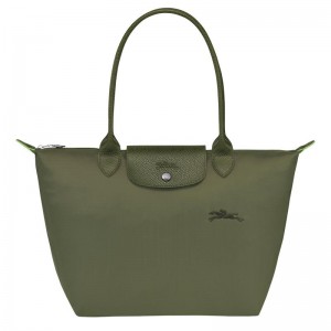 Longchamp Le Pliage Green M Ženske Torba Tote Zelene | 13902-CHIB