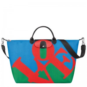 Longchamp x Robert Indiana Ženske Putne Torbe Red/Navy | 34165-CAZY