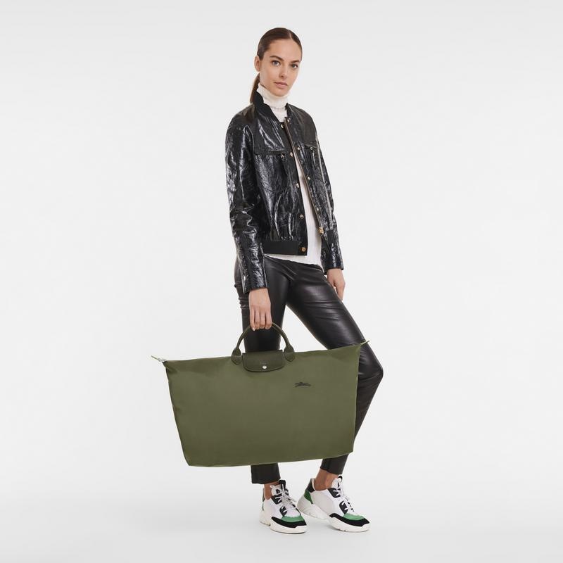 Longchamp Le Pliage Green M Muške Putne Torbe Zelene | 95671-CBQV