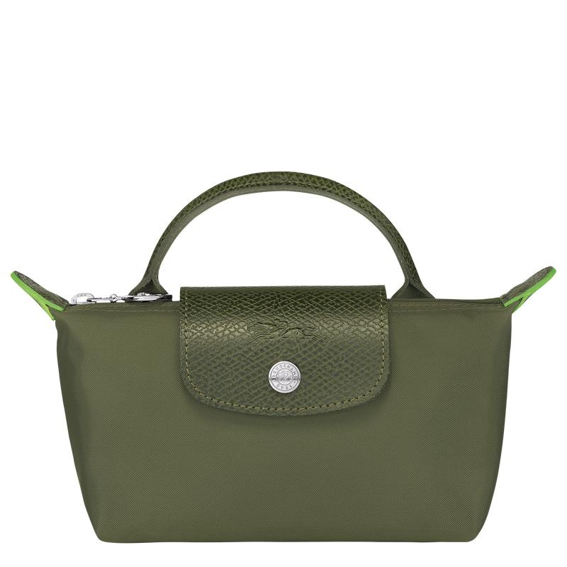 Longchamp Le Pliage Green with handle Muške Pouches Zelene | 86395-EWMZ