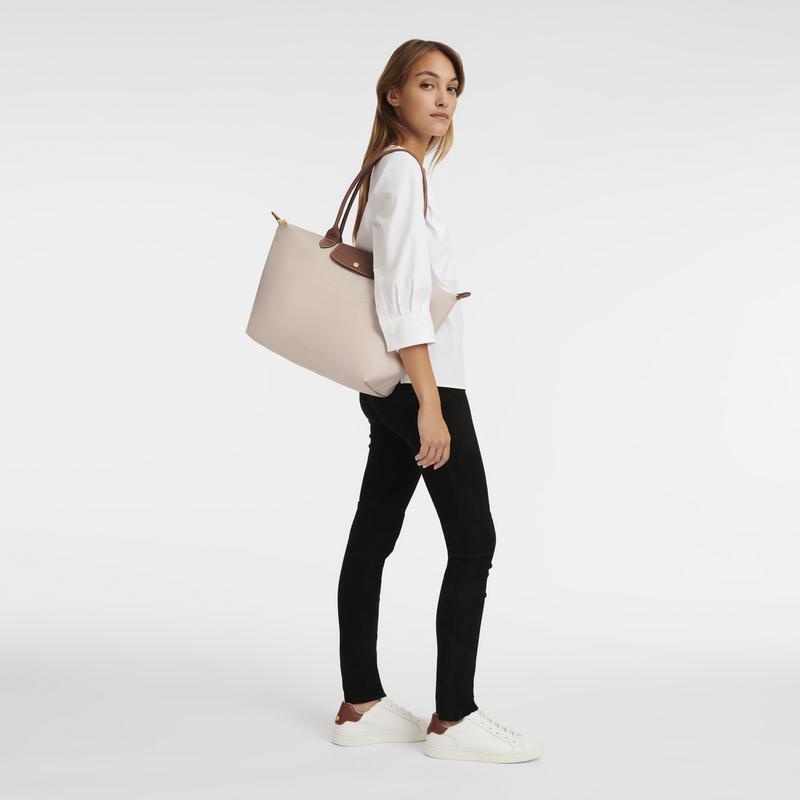 Longchamp Le Pliage Original L Ženske Torba Tote Bijele | 90725-CUQI