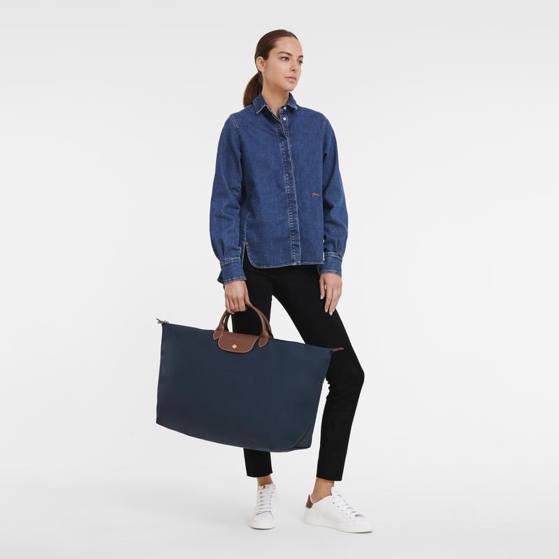 Longchamp Le Pliage Original M Ženske Putne Torbe Tamnoplave | 56031-ZFWI