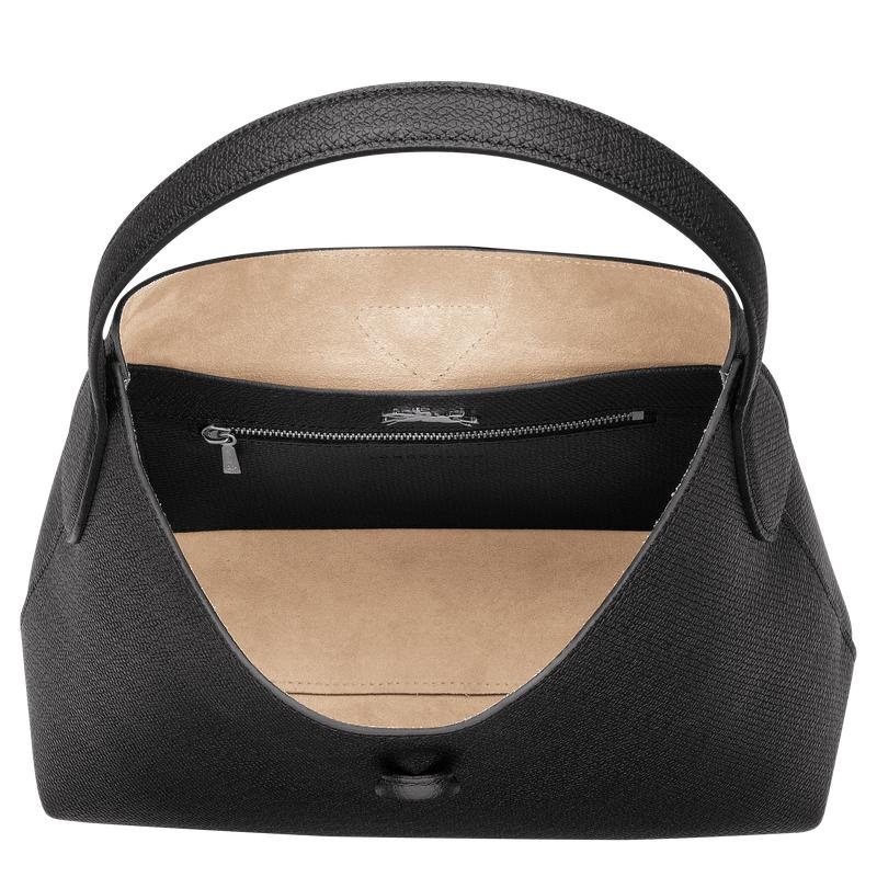 Longchamp Roseau M Ženske Hobo Torba Crne | 74896-IBXN