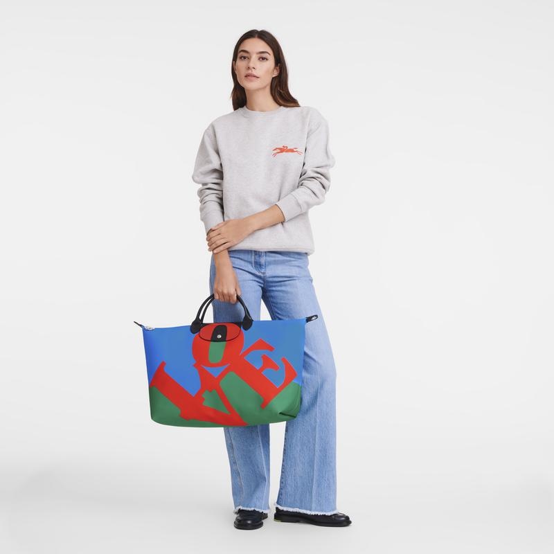 Longchamp x Robert Indiana Muške Putne Torbe Red/Navy | 72385-FADY